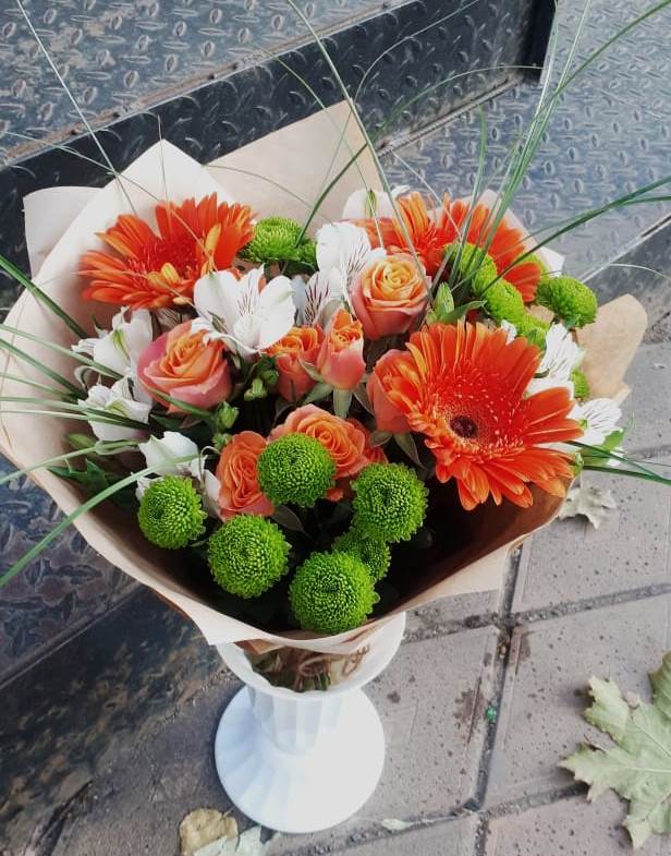 Букет цветов из: Герберы, Хризантемы, Альстромерии и Розы в Султан-Янги-Юрте