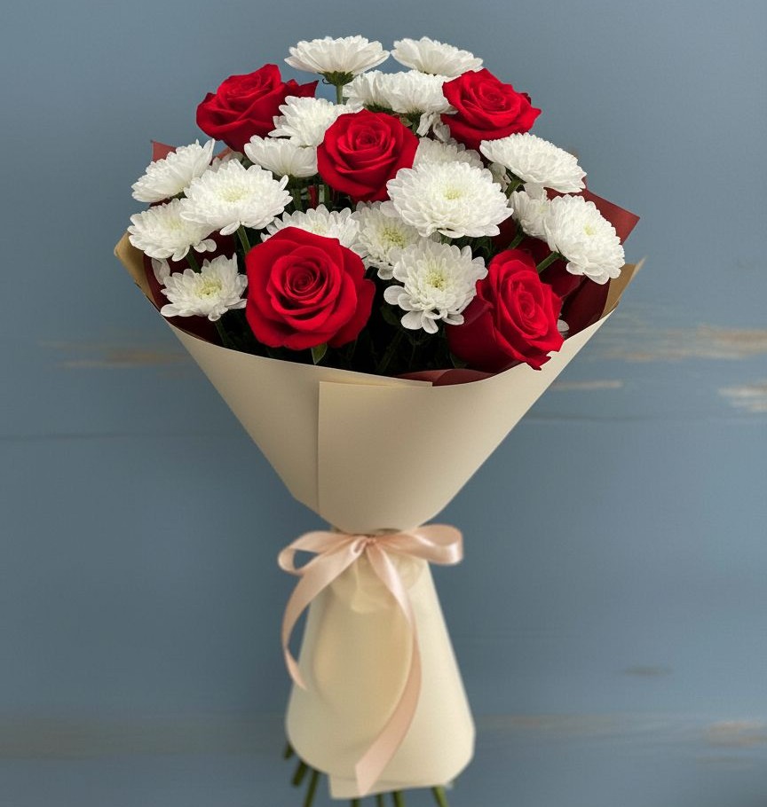 Букет цветов из: Розы и Хризантемы в Султан-Янги-Юрте