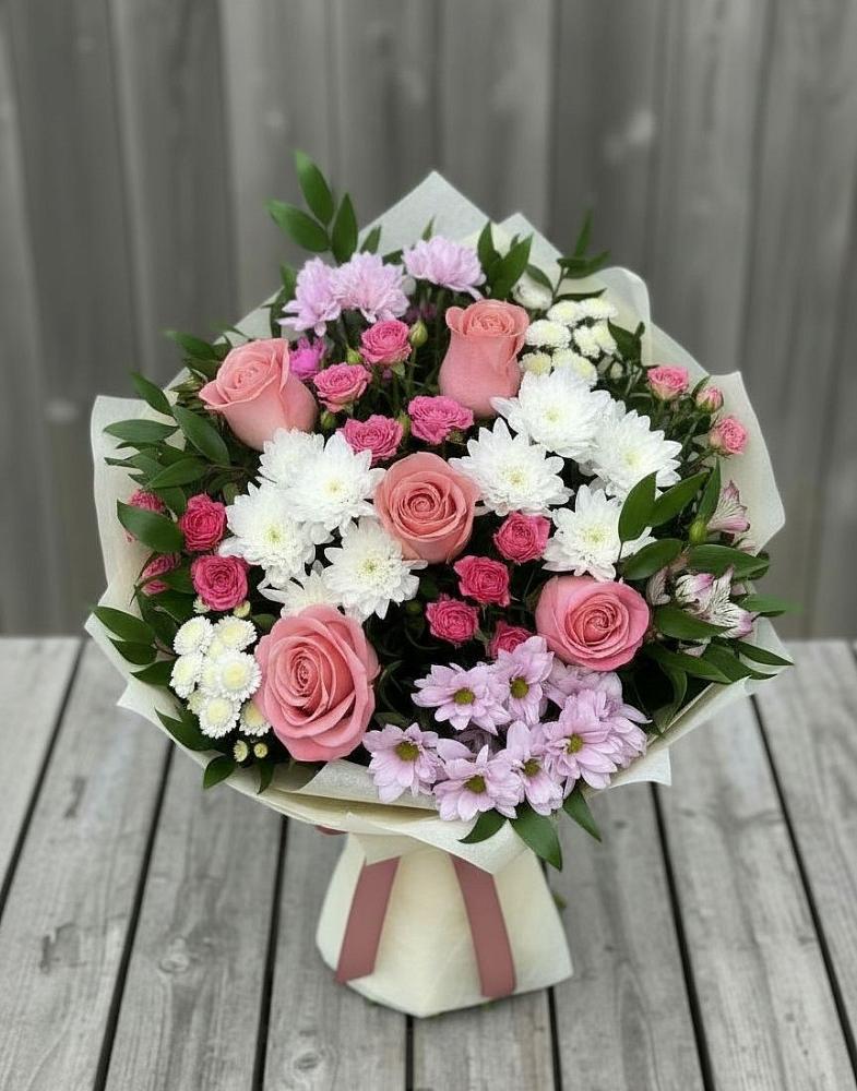 Букет цветов из: Альстромерии, Гвоздики, Розы и Хризантемы в Султан-Янги-Юрте