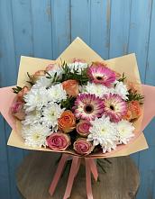 Букет цветов из:  Розы, Герберы и Хризантемы в Султан-Янги-Юрте