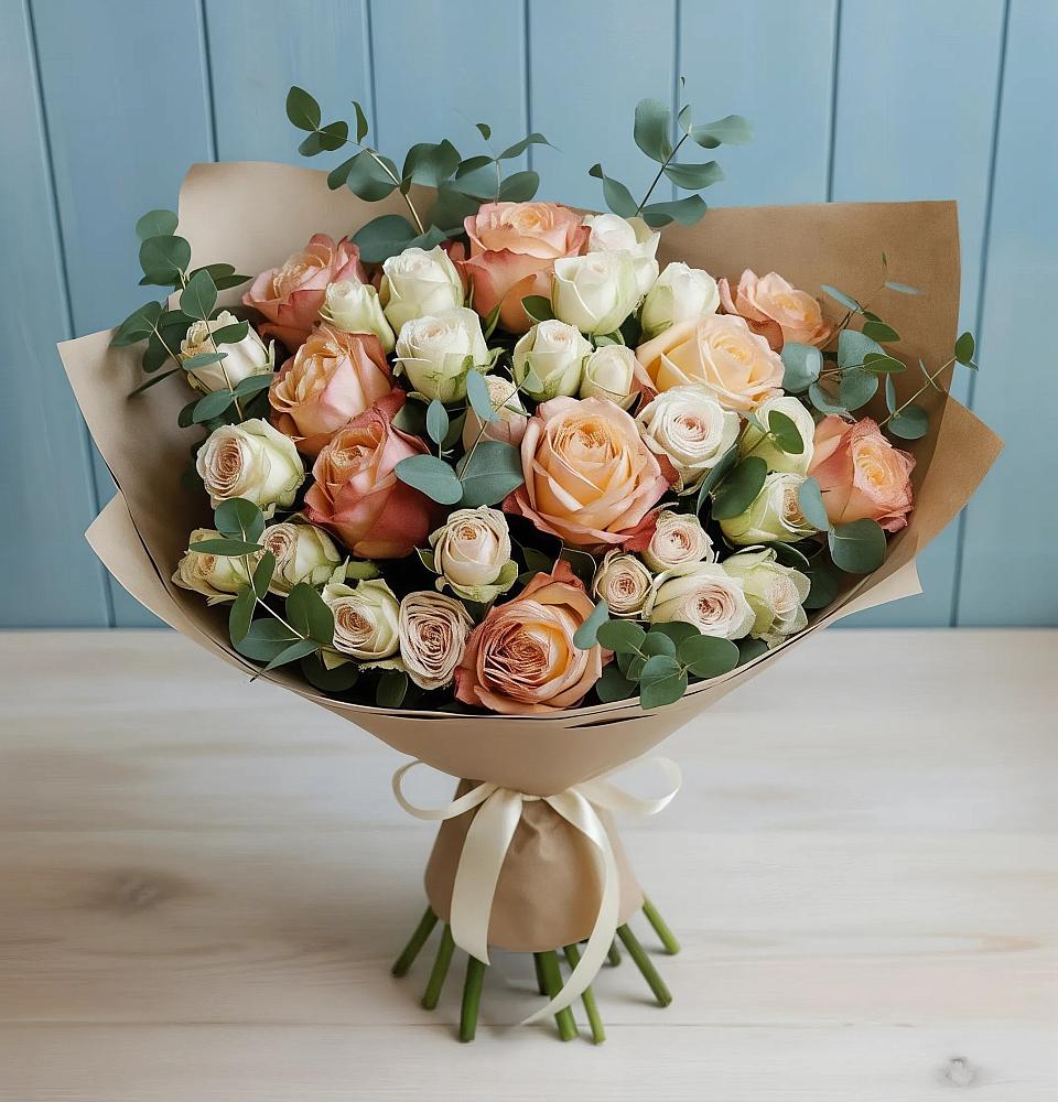 Букет цветов из: Альстромерии и Розы в Султан-Янги-Юрте