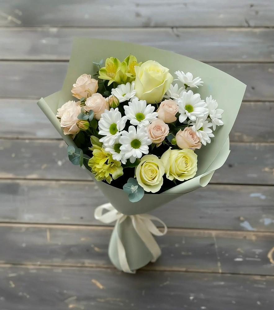 Букет цветов из: Альстромерии, Розы и Хризантемы в Султан-Янги-Юрте