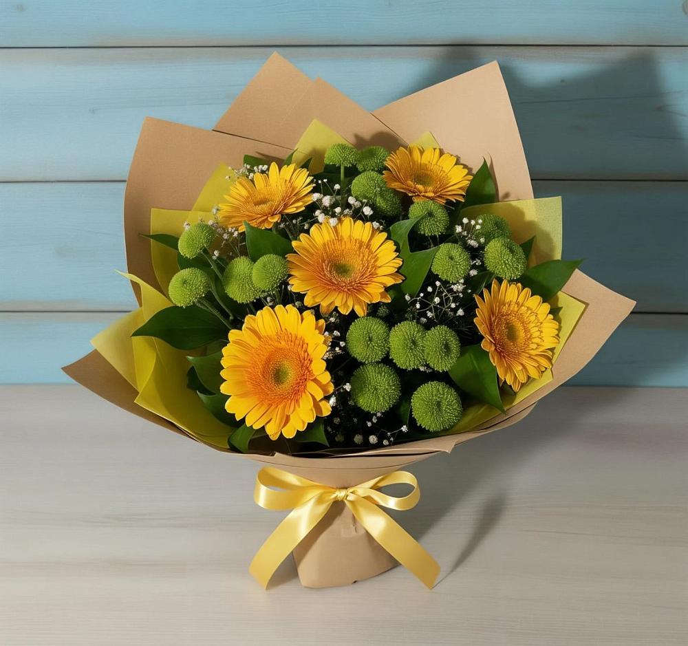 Букет цветов из: Герберы и Хризантемы в Султан-Янги-Юрте