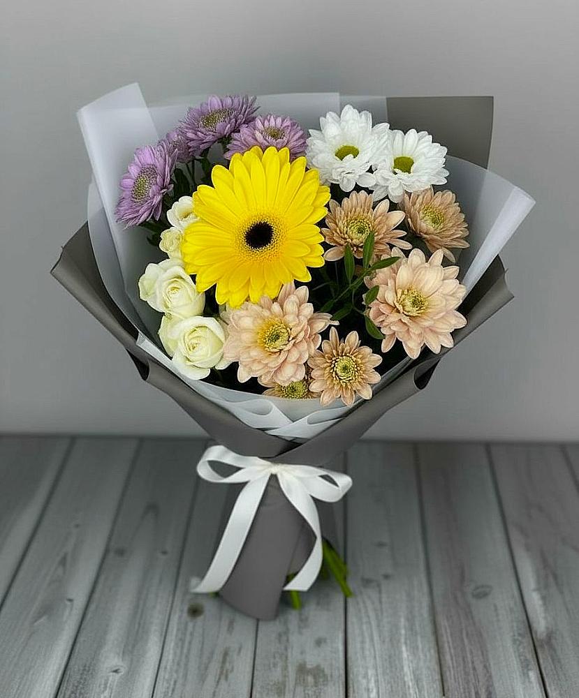 Букет цветов из: Розы, Герберы и Хризантемы в Султан-Янги-Юрте