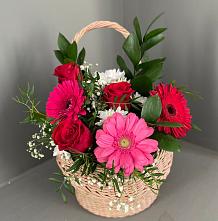 Цветочная композиция из Розы, Хризантемы и Герберы в корзине в Султан-Янги-Юрте