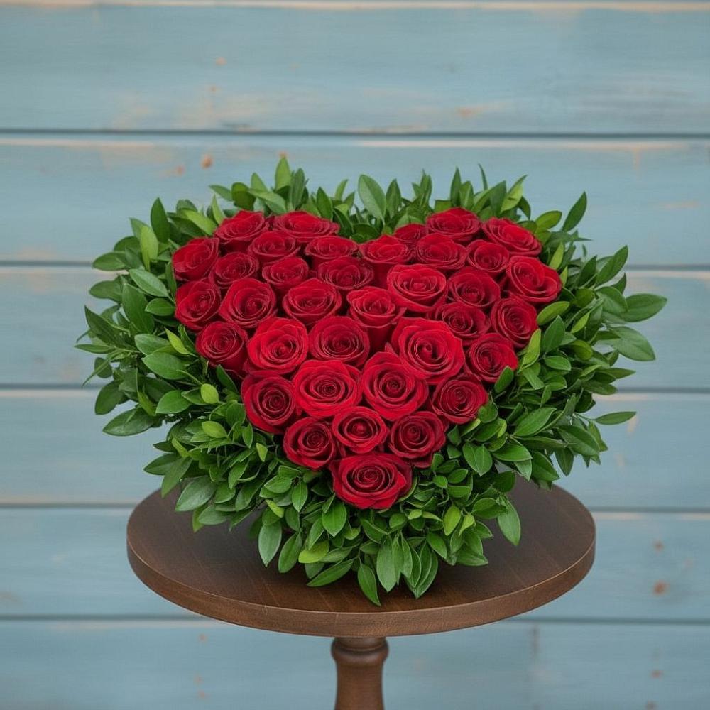 Цветочная композиция из Розы в виде сердца в Султан-Янги-Юрте