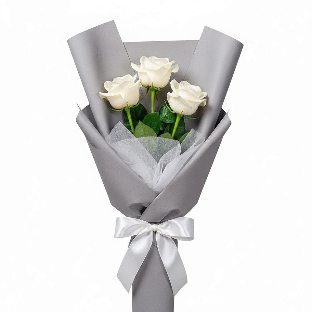 Букет 3 белые розы в Султан-Янги-Юрте