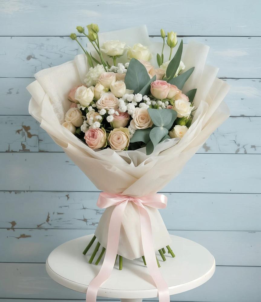 Букет цветов из: Розы и Лизиантусы в Султан-Янги-Юрте