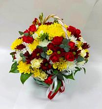 Цветочная композиция из Хризантемы и Розы в корзине #REPLACE_PRED# Султан-Янги-Юрте
