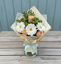 Букет цветов из:  Герберы, Розы и Хризантемы в Султан-Янги-Юрте