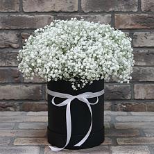 Цветочная композиция из Гипсофила в шляпной коробке в Султан-Янги-Юрте
