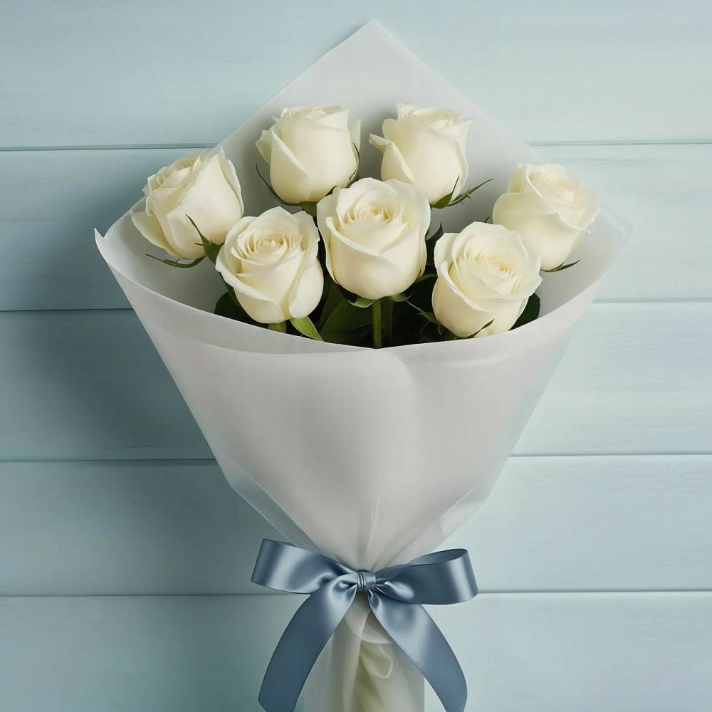 Букет 7 Белых роз Эдлесс Лав в Султан-Янги-Юрте