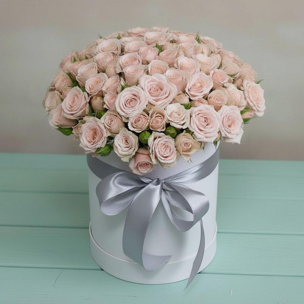 Цветочная композиция из Розы в шляпной коробке в Султан-Янги-Юрте