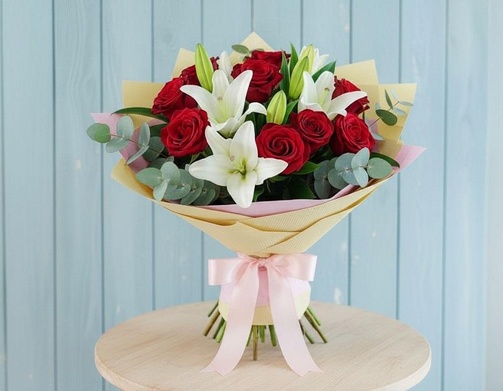 Букет цветов из: Лилии и Розы в Султан-Янги-Юрте